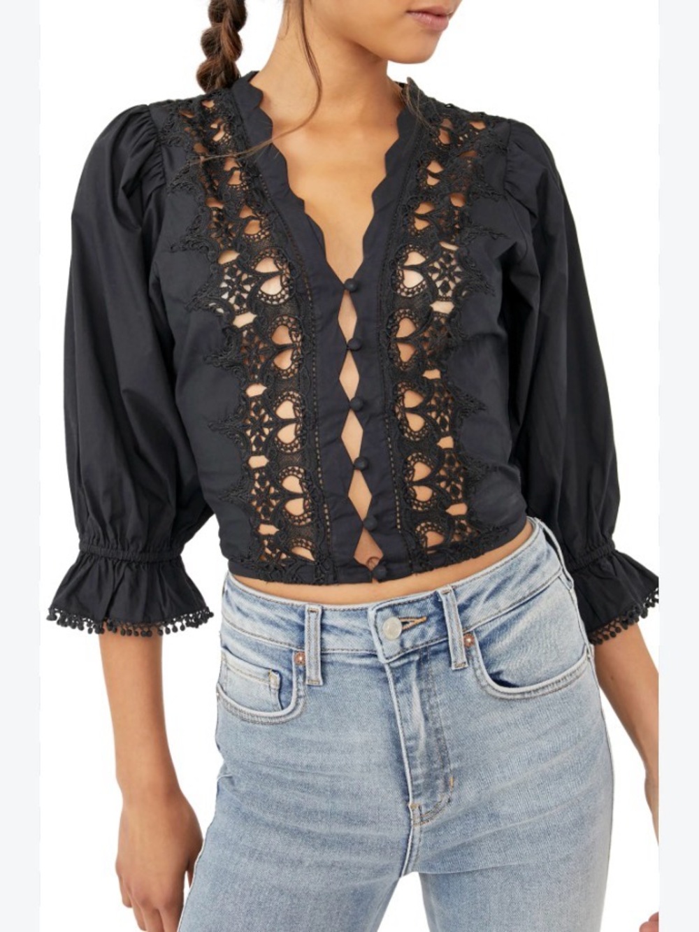 Free People Louella Embroidered Top
